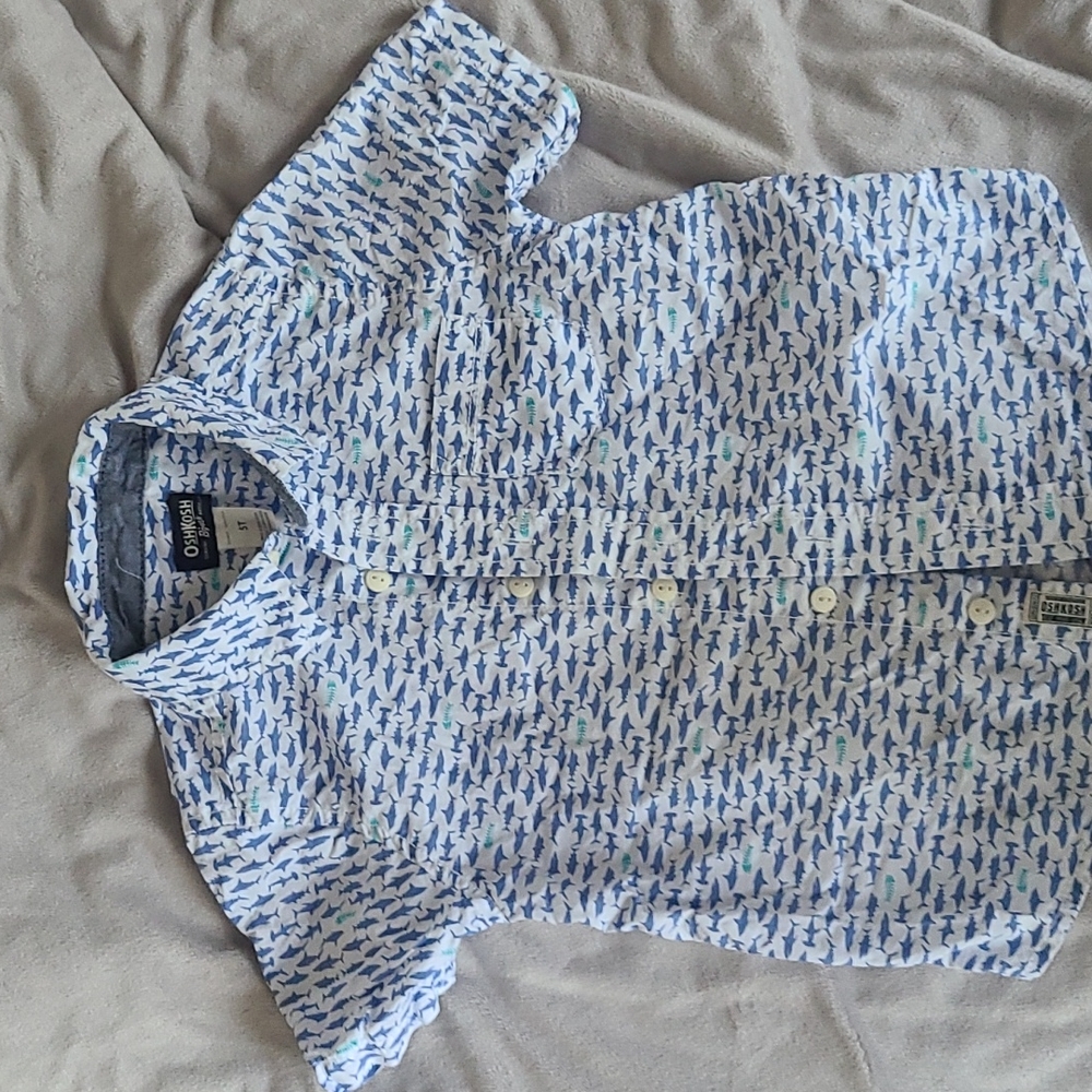 Oshkosh boys button down shirt! Sharks!!